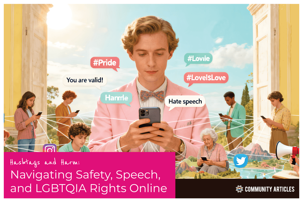 Gayther Articles - Hashtags and Harm: Navigating Safety, Speech, and LGBTQIA Rights Online (Large)